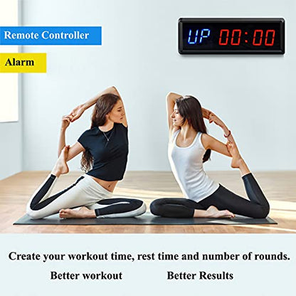 LED Interval Timer Count Down/Up Clock Stopwatch with Remote for Home Gym Fitness - color: Blue+red