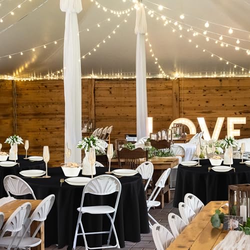 Fitable 8 Pack Black Round Tablecloths 84 Inch for 36"-60" Tables | Stain & Wrinkle Resistant, Washable Polyester Cloth Covers for Wedding Party Dining Banquet Event Catering Reception - color: Black, size: 84 in Round, 8 Pack