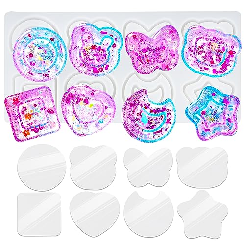 Resin Shaker Molds Set Kawaii Charms Pack of 41 Silicone Trays Precision Tip Applicator Bottle Kit Bundle - color: 2inch Kawaii Charms Craft Pack of 41