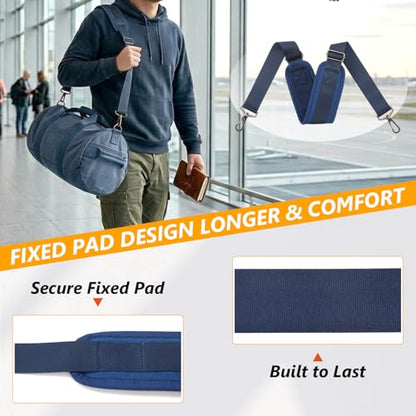GNEGNI Replacement Shoulder Strap with Fixed Pad, Adjustable Heavy-Duty Crossbody Strap with 360° Metal Swivel Hooks for Laptop, Messenger, Duffel & Tool Bags (Dark Blue) - color: Dark Blue