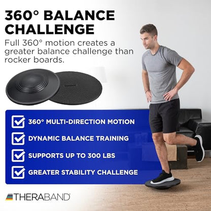 THERABAND Wobble Board, Round Balance Trainer, Core Strength, Non-Slip | Round wobble board for balance, agility, and core strength training in physical therapy - style: Wobble Board