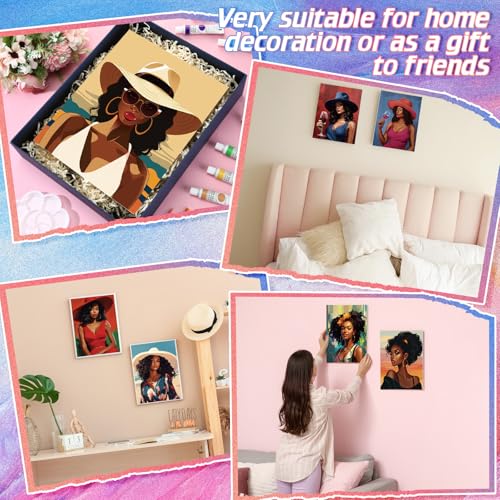 Zhanmai Afro Queen 88 Pcs 8 x 10 Inch Pre Drawn Canvas for Painting Kit Pre Stretched Canvas for Sip and Paint Party Favor Coloring DIY Virtual Party Birthday Gifts Adult's Date Night - style: Afro Queen