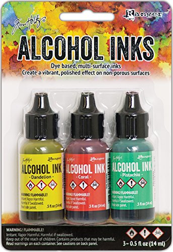 Ranger TAK58748 Key West-Dandelion/Coral/Pistachio Tim Holtz Alcohol Ink .5oz 3/Pkg