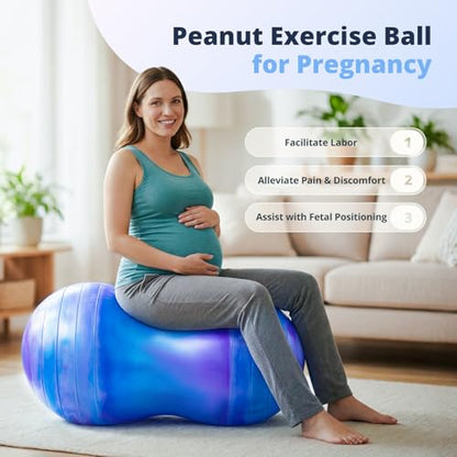 18''/20'' Peanut Ball for Kids & Adults, Anti-Burst Exercise Ball - color: Blue-purple, size: 20''(50cm*100cm)