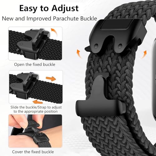 Nylon Braided band Compatible with Samsung Galaxy Watch 8 40mm 44mm, Elastic Band for Galaxy Watch 8 Classic 46mm - color: Black