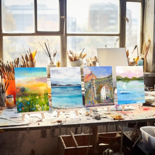 Motimind 36 Pcs 6 x 8 Mini Canvas and 8" Easel Set Bulk for Paint Party | Painting Art Crafts for Back to School Classroom Birthday Valentine Christmas Mother's Day End of School Year Gifts - size: 6 x 8 Inch