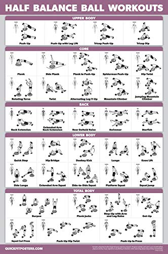 Palace Learning Half Balance Ball Workout Poster - Exercise Chart (LAMINATED, 18" x 24")