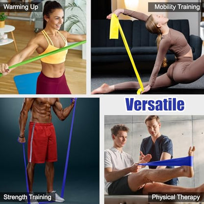Latex Flat Resistance Bands for Physical Therapy and Rehab, Pilates, Yoga