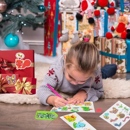 Labeol Diamond Art Kits for Kids Boys and Girls Ages 6-8-10-12 Easy to DIY Creative Diamond Art Sticker Craft by Numbers Kits for Kids and Adult Beginners (Various Animals) - style: Various animals