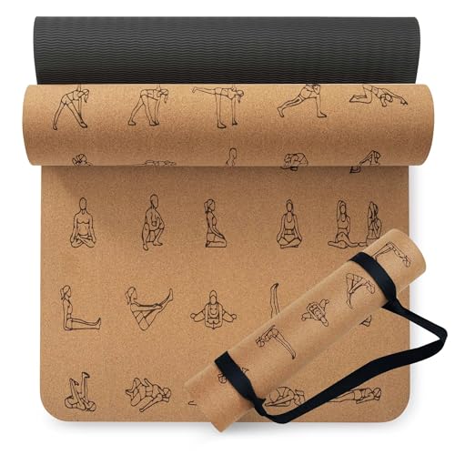 Umineux Cork Yoga Mat 1/4 & 2/5 Inch Thick 72 x 26 in - color: Print, size: 10MM