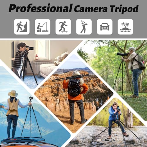JOILCAN 81" Tripod for Camera Phone, 83" Aluminum Camera Tripod Monopod | Tall DSLR Tripod with 360° Ball Head, Heavy Duty Travel Tripod for Binoculars Spotting Scope Telescope, Payload 35lb - color: Rose