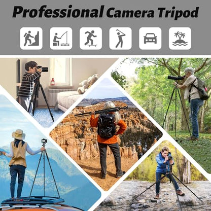 JOILCAN 81" Tripod for Camera Phone, 83" Aluminum Camera Tripod Monopod | Tall DSLR Tripod with 360° Ball Head, Heavy Duty Travel Tripod for Binoculars Spotting Scope Telescope, Payload 35lb - color: Rose