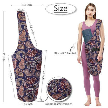 Yoga Mat Bag Yoga Tote Bag with Large Pocket and Zipper Pocket Yoga Mat Bag Carrier Fit Most Size Mats and All You Stuff - color: dark purple