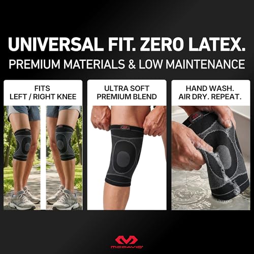 McDavid MD5113-01-35 Knee Sleeve / 4-Way Elastic Black Adult-L - color: Black, size: Large