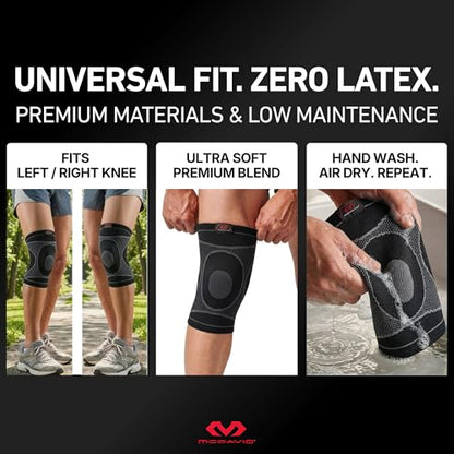 McDavid MD5113-01-35 Knee Sleeve / 4-Way Elastic Black Adult-L - color: Black, size: Large