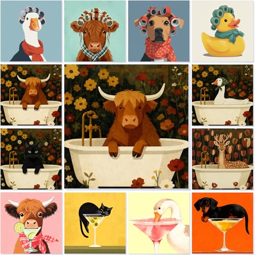 Nezyo 12 Sets Animals Paint by Numbers Kit with Frame for Adult Beginners, DIY Acrylic Paint Canvas for Painting Party, Classroom Activity Birthday Gift, 8 x 8 Inch (Animal) - style: Animal