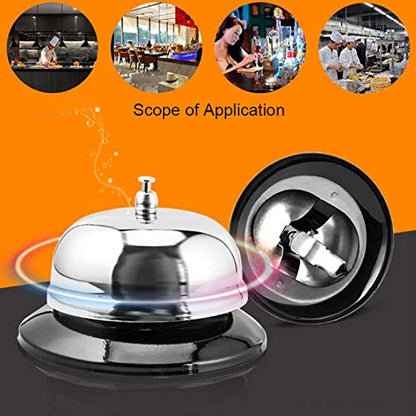 HeeYaa Call Bell 3.3 Inch Diameter with Metal Anti-Rust Construction, Ringing, Desk Bell Service Bell for Hotels, Schools, Restaurants, Reception Areas, Hospitals, Warehouses(Silver)