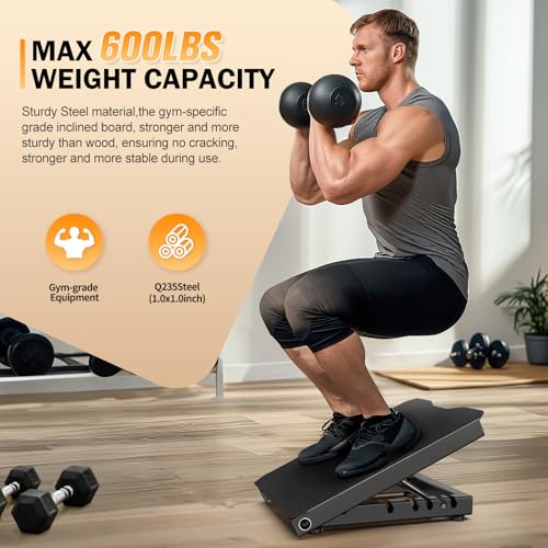 Metal Slant Board Calf Stretcher for Squat, Incline Balance Board - color: Black
