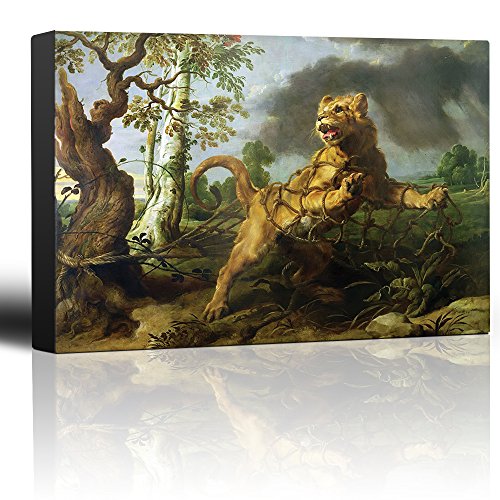 wall26 - Oil Painting of Lion and The Mouse by Peter Paul Rubens - Baroque Style - Catholic, Christianity, Religion, Religious - Canvas Art Home Art - 12x18 inches - color: 06. Lion and the Mouse, size: 18"L x 12"W