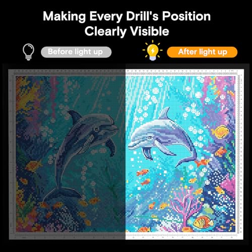 A2 Light Pad,LED Light Board for Diamond Painting,Tracing&Drawing | 9000 Lux Bright Light,10 Brightness Levels,Independent Anti-Touch Controller,Ultra Thin Design,USB-C Connection - size: A2-3color