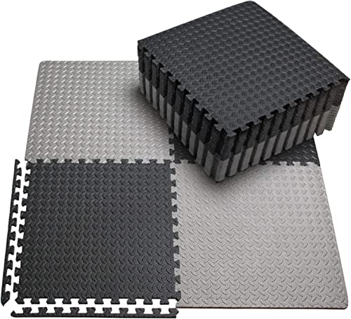 innhom 12/24/48 Tiles Gym Flooring Gym Mats Exercise Mat for Floor Workout Mat Foam Floor Tiles for Home Gym Equipment Garage - color: 12 Black and 12 Gray