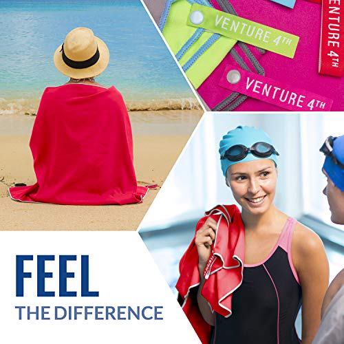 VENTURE 4TH Quick Dry Travel Towel, Ultra Soft Microfiber - 3 Sizes - color: Red White, size: 72.00" x 31.50"