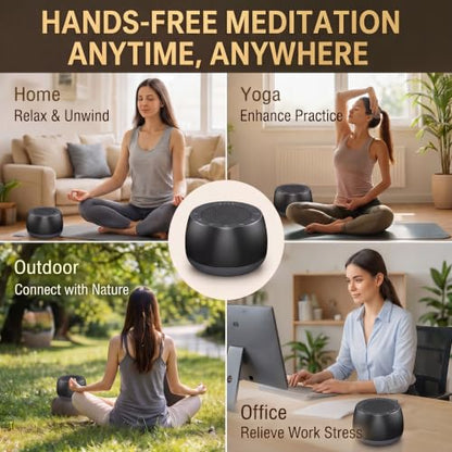 Portable Electronic Tibetan Singing Bowl, 9 Healing Sound Modes with Long Cycle Play, Auto Shutoff Timer, Smart Memory Touch Control Meditation Sound Machine for Yoga, Reiki, Relaxation & Deep Sleep - color: black