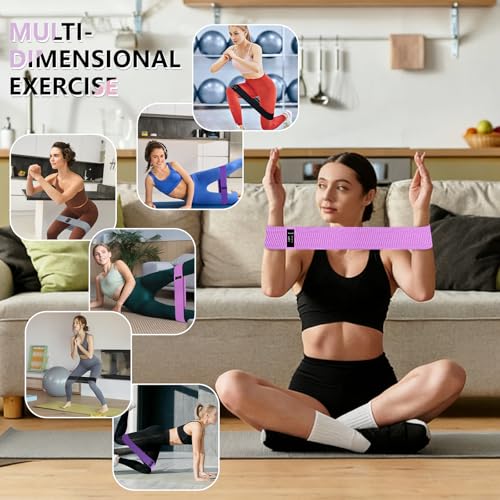 Resistance Bands for Working Out, 4 Levels Exercise Bands for Women & Men, Elastic Workout Band for Physical Therapy, Fabric Booty Band for Gym, Yoga, Pilates, Leg Training - color: Light purple &Purple & Grey & Black