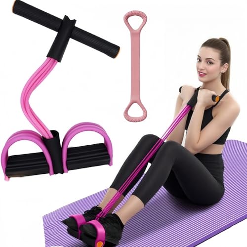 Resistance Bands for Exercise,6-Tube Elastic Yoga Pedal Puller Resistance Band, Natural Latex Tension Rope Fitness Equipment, for Abdomen/Waist/Arm/Leg Stretching Slimming Training - color: Pink