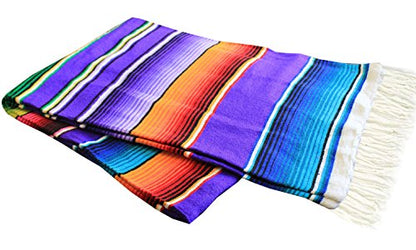 Del Mex Mexican Serape Blanket (X-Small, Purple) - color: Purple, size: X-Small