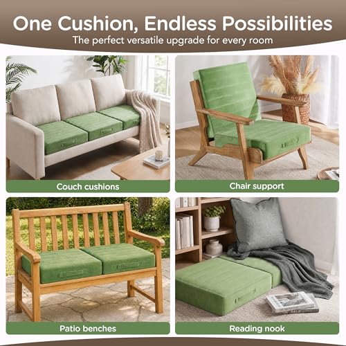 Codi Couch Cushion Replacements, 5 Inch High-Density Foam, 24 Inch Green - color: Green, size: 24 Inch (Pack of 1)