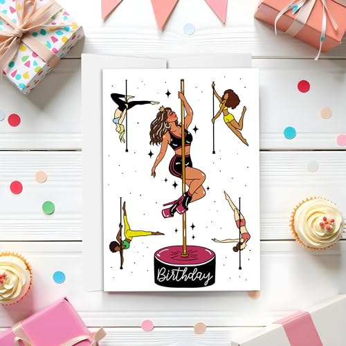 Fun Birthday Card for Pole Dance Enthusiasts - style: Pole Dance