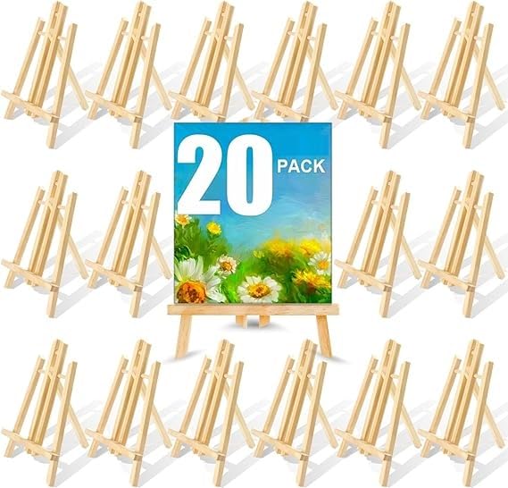 Qatalitic Set of 20 Wooden Easel, 12 Inches Display Easel Stand, H Frame Tabletop Stand for Painting Canvases, Art & Crafts, Business Card Display and Photo Sign Holder