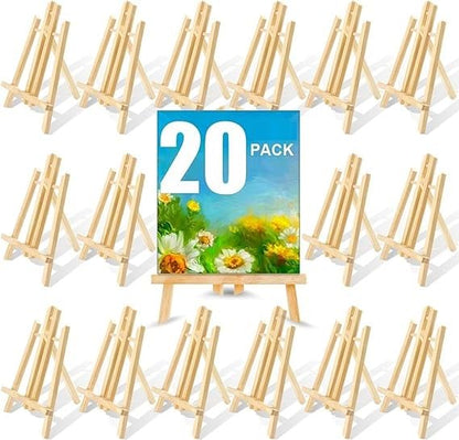 Qatalitic Set of 20 Wooden Easel, 12 Inches Display Easel Stand, H Frame Tabletop Stand for Painting Canvases, Art & Crafts, Business Card Display and Photo Sign Holder