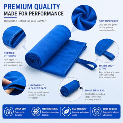 Beda Home Microfiber Travel Towel - Ultra Soft Fast Drying Gym Towel, Super Absorbent & Compact Sports Towel for Camping, Hiking, Swimming, Yoga - Includes Breathable Mesh Carrying Bag (Set of 1,Grey) - color: Grey