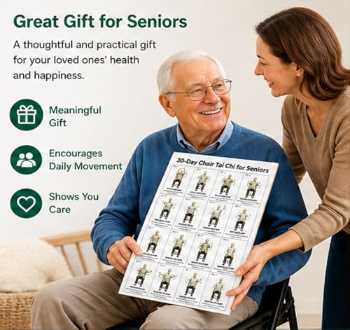 Tai Chi Chair Workout Chart for Seniors, Seated Tai Chi Exercise Poster with 30-Day Routine, Balance & Mobility Home Fitness Guide, 12x16 Inch Canvas Wall Art, 2 Pack (Male) - color: Male