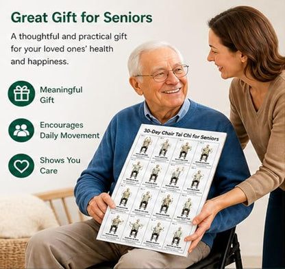 Tai Chi Chair Workout Chart for Seniors, Seated Tai Chi Exercise Poster with 30-Day Routine, Balance & Mobility Home Fitness Guide, 12x16 Inch Canvas Wall Art, 2 Pack (Male) - color: Male