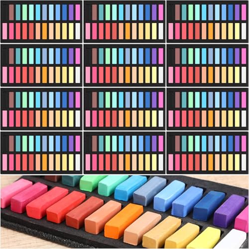 Watersay 288 Pcs Soft Chalk Pastels Set of 24 Colors Bulk 1.18 Inches Square Dry Artist Chalk Pastel Sticks for Office Art Drawing Painting Professional Art Supplies Kit