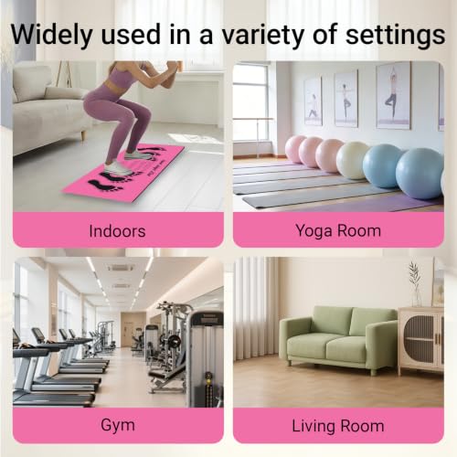 Squat Mat with Foot Position Guide, Anti-Slip Squat Target Mat for Home Gym, Leg, Glute and Ab Workouts, Lightweight Rollable Exercise Mat, 31.5" x 13.78" - color: Pink