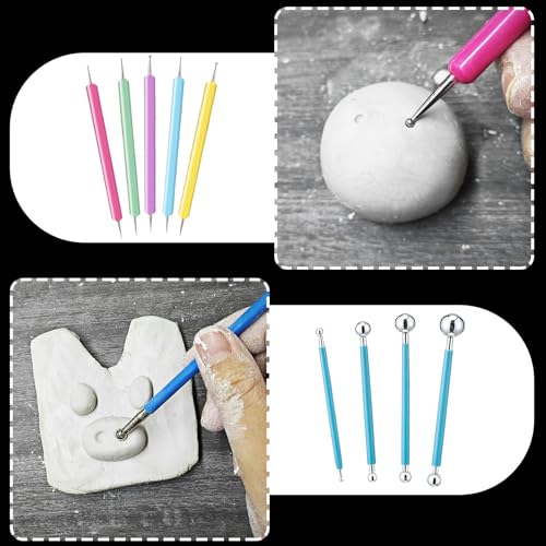 EIGTWEN 100ml Air Dry Clay Glaze and 29pcs Clay Tools Kit, Gloss Varnish | Gloss Glaze, Waterproof,Prevents Clay Scratches & Wear, Air Dry Clay Tool,Dotting Tools,Ball Tools,Carving Tools,Shaper Tools - size: Gloss