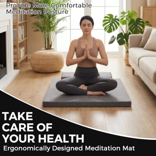 31.5in×31.5in Foldable Meditation Cushion Mat with Removable Cover