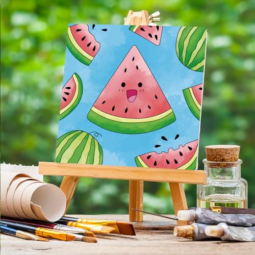 Anseal 12 Packs Pre Drawn Canvas to Paint, 4" X 4" Fruits Pre-Printed Paint Party, Pre Stretched Canvas Outline Painting Boards for Paint Lovers, Party Favor (Fruit) - style: fruit