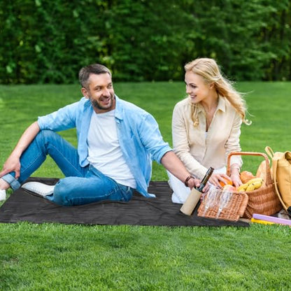Pocket Picnic Blanket, Small Picnic Blanket 43x55" 2.54 oz Black for 1-2 - color: Black (Red Pack), size: 43x55″