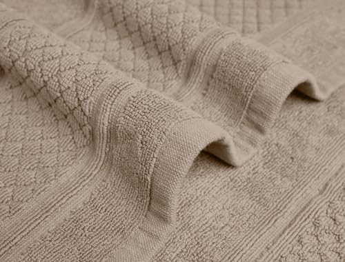 Avalon Towels Beige Bath Mat - 100% Cotton Set of 4 Absorbent Bathmat - Bathroom Mats Quick Dry Bath Mats for Bathrooms (22x34 Inches) - color: Beige, size: Pack of 4