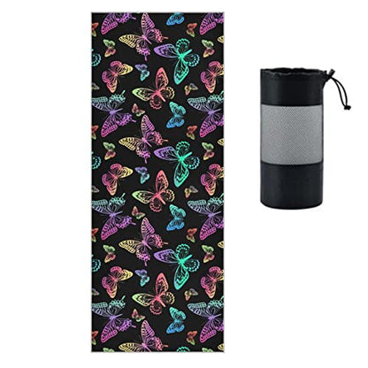 Yoga Mat Towel Colorful Butterfly, 73" x 27" - color: Colorful Butterfly