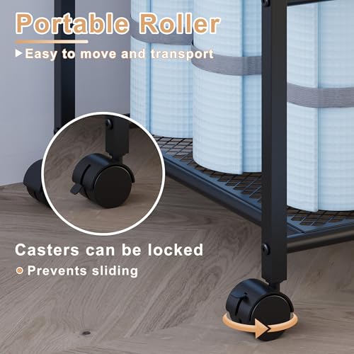 Lutown-Teen Yoga Mat Storage Rack with Wheels and Rounded Corners, Black | Large-Capacity Home Gym Storage Yoga Mat Rack for Fitness Class, Home, Gym, Workout Room, Easy Assembly