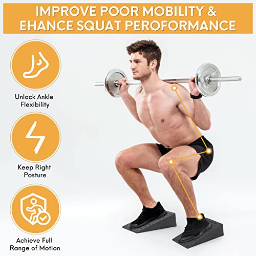 Squat Wedge for Easier Squats: 2-Pack Non-Slip Blocks with Guides