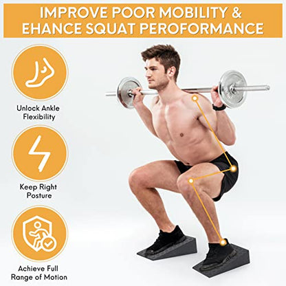 Squat Wedge for Easier Squats: 2-Pack Non-Slip Blocks with Guides