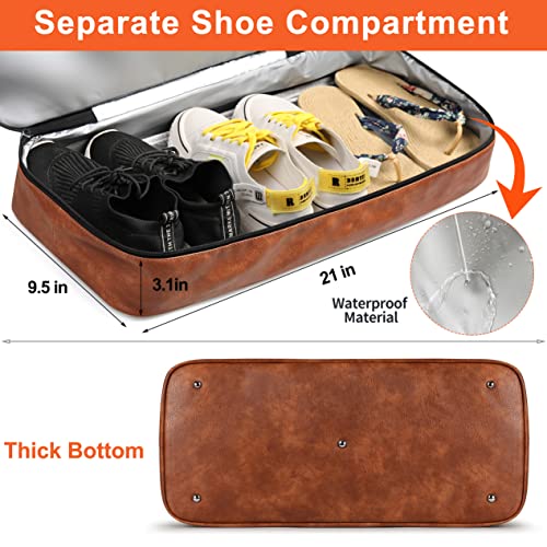IBFUN Weekender Bags for Women, 21" Travel Duffle Bag with Shoe Compartment - color: A1-Black Strip