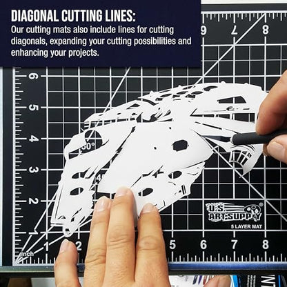 U.S. Art Supply 9"x12" Self-Healing Cutting Mat 5-Ply White/Blue | Double-Sided White/Blue Craft Mat, Non-Slip Cutting Mats for Crafts, Sewing, Quilting, Scrapbooking - color: White/Blue